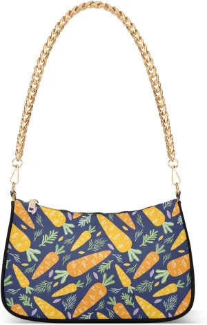 susiyo Shoulder Bag for Women Orange Carrots Dark Blue Small Shoulder Purse Bags Cute Hobo Tote Handbag Mini Clutch Purse