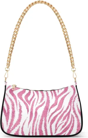 susiyo Shoulder Bag for Women Pink Zebra Skin Small Shoulder Purse Bags Cute Hobo Tote Handbag Mini Clutch Purse