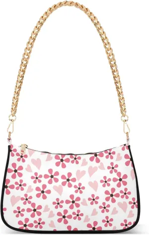 susiyo Shoulder Bag for Women Romantic Flowers Small Shoulder Purse Bags Cute Hobo Tote Handbag Mini Clutch Purse