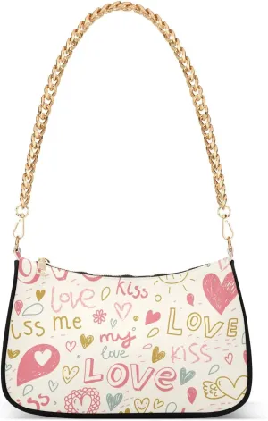 susiyo Shoulder Bag for Women Romantic Love Small Shoulder Purse Bags Cute Hobo Tote Handbag Mini Clutch Purse