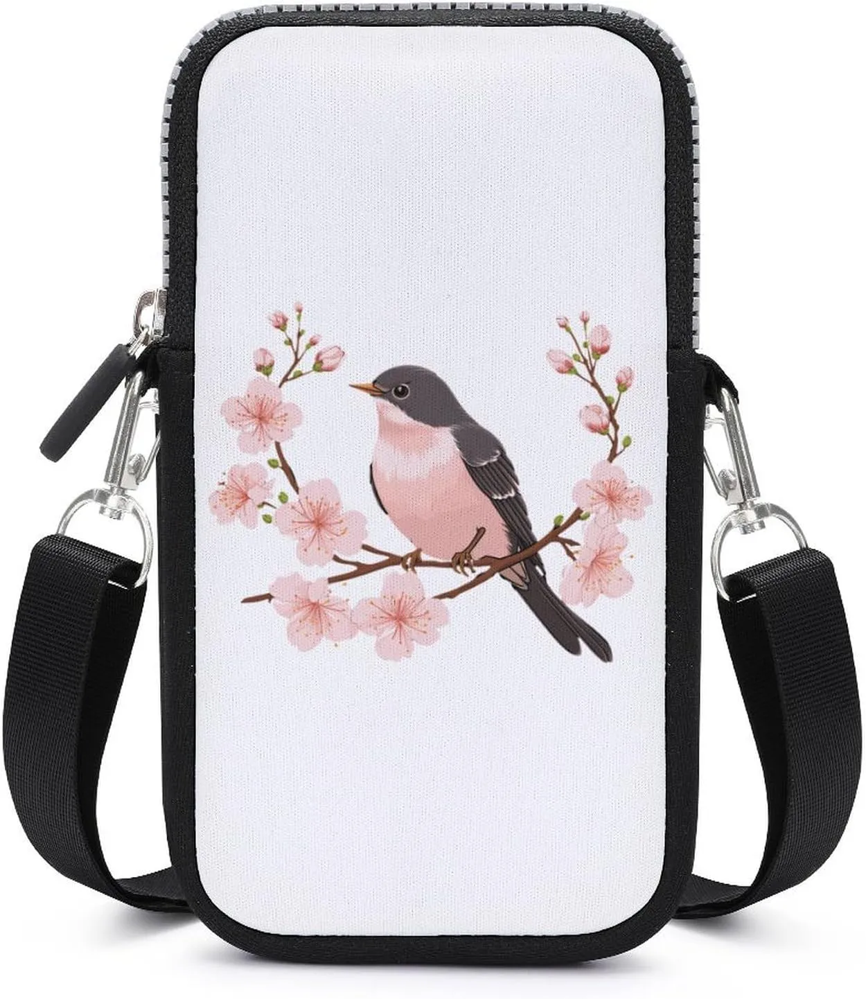 Swallow Floral Blossom Crossbody Phone Bag Portable Cellphone Purse Card Holder Wallet Shoulder Bag