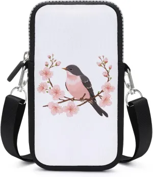 Swallow Floral Blossom Crossbody Phone Bag Portable Cellphone Purse Card Holder Wallet Shoulder Bag