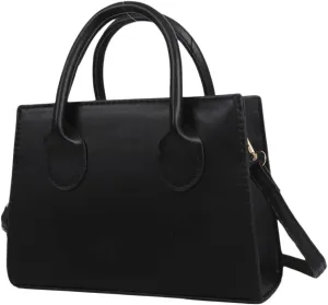 SweatyRocks Women's Double Handle Square Bag Leather Small Satchel Handbags with Zipper Closure