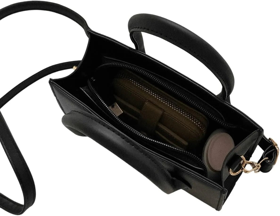 SweatyRocks Women's Double Handle Square Bag Leather Small Satchel Handbags with Zipper Closure