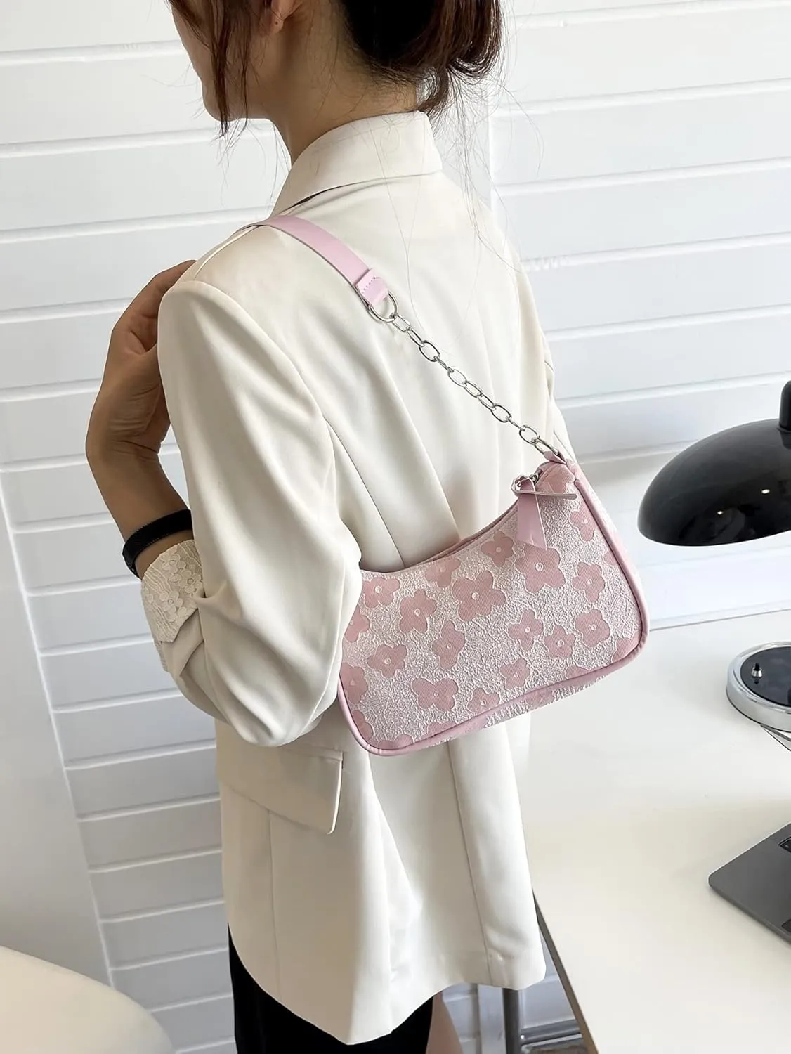 SweatyRocks Women's Floral Pattern Chain Strap Shoulder Bags Casual Hobo Hand Bag Clutch Purse