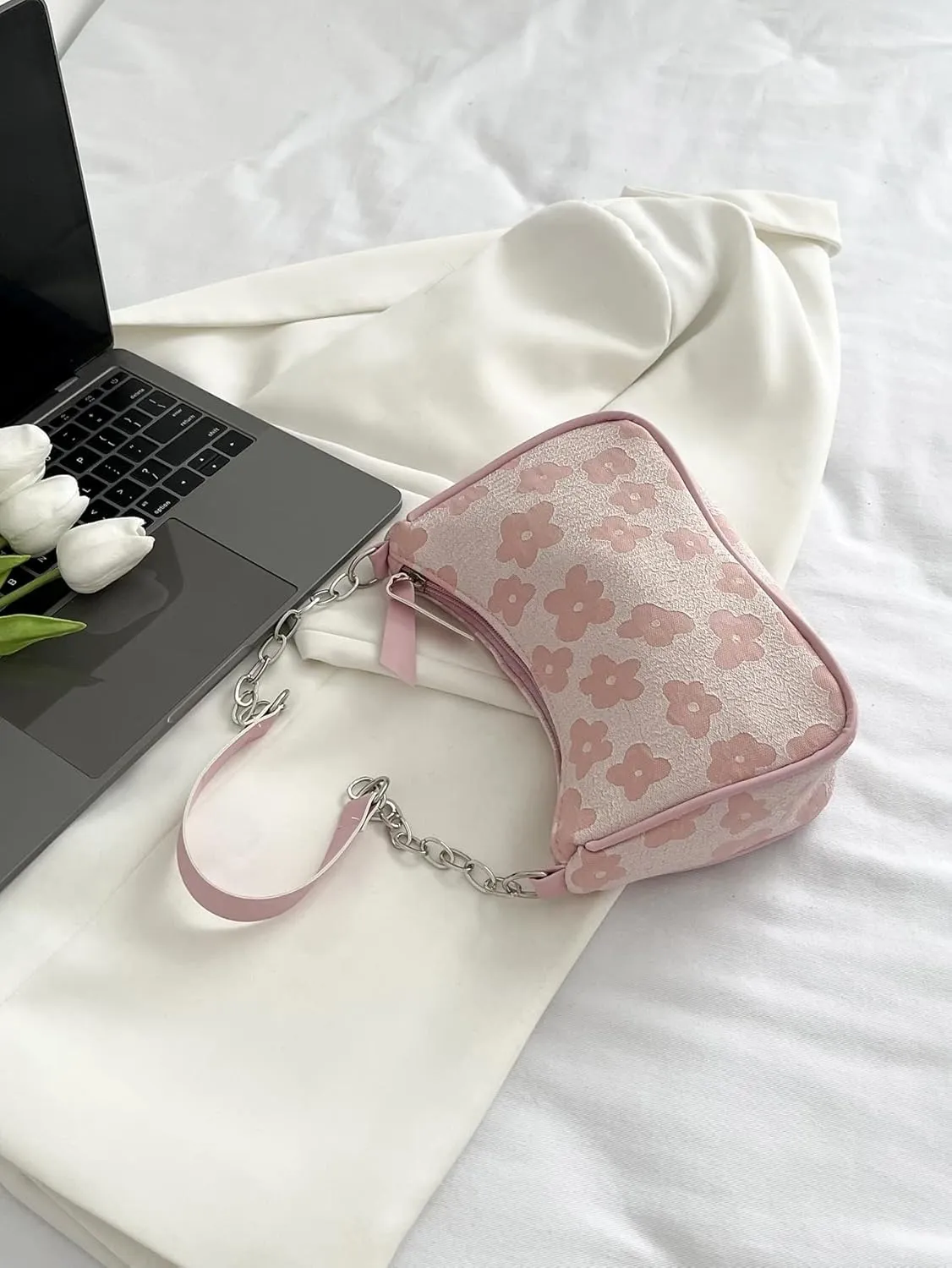 SweatyRocks Women's Floral Pattern Chain Strap Shoulder Bags Casual Hobo Hand Bag Clutch Purse
