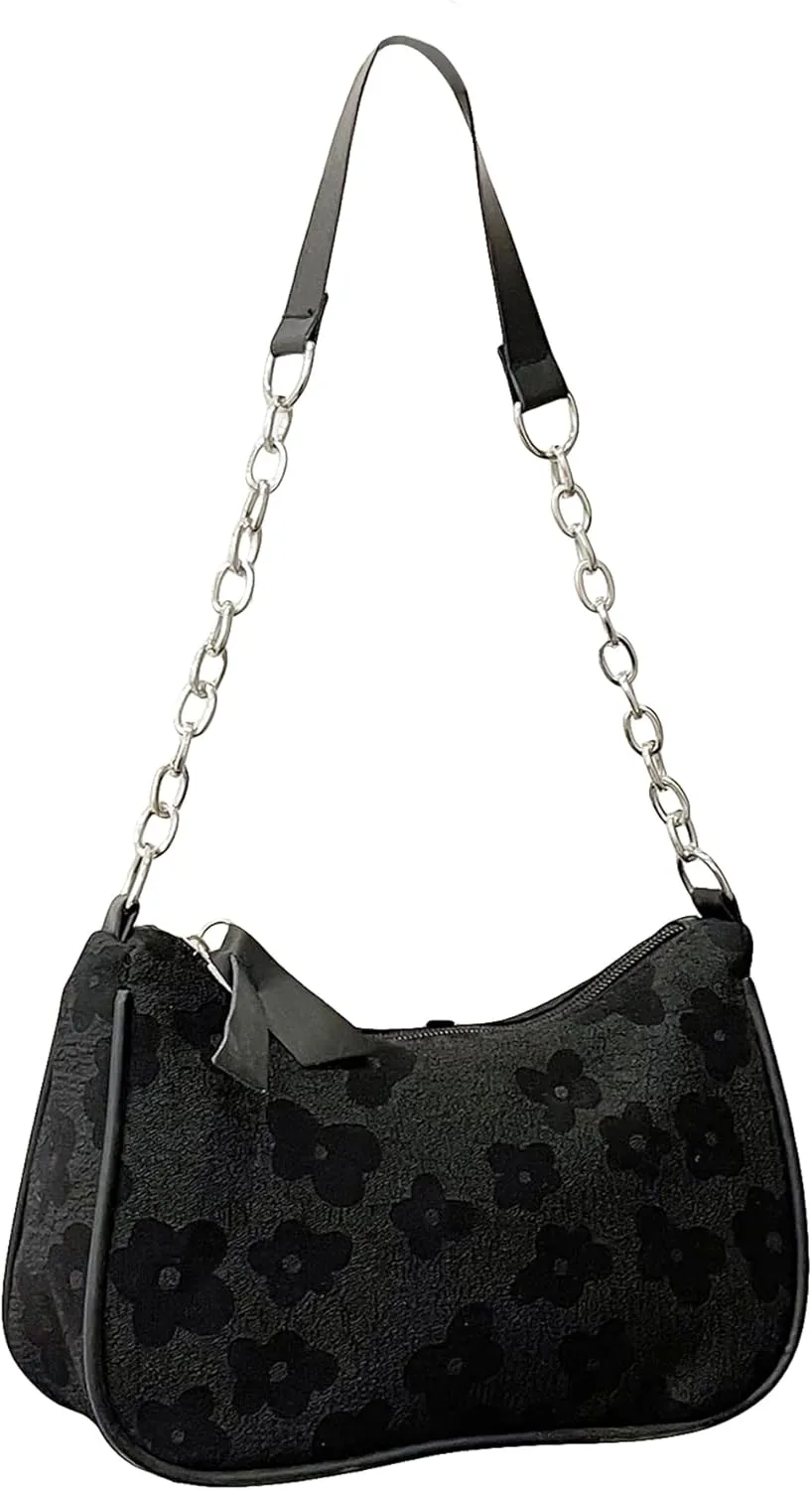 SweatyRocks Women's Floral Pattern Chain Strap Shoulder Bags Casual Hobo Hand Bag Clutch Purse