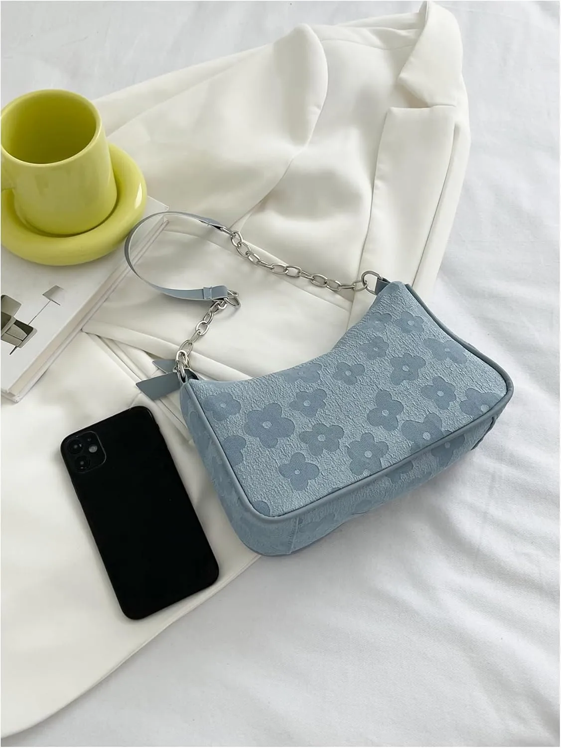 SweatyRocks Women's Floral Pattern Chain Strap Shoulder Bags Casual Hobo Hand Bag Clutch Purse