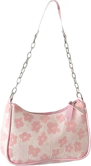SweatyRocks Women's Floral Pattern Chain Strap Shoulder Bags Casual Hobo Hand Bag Clutch Purse