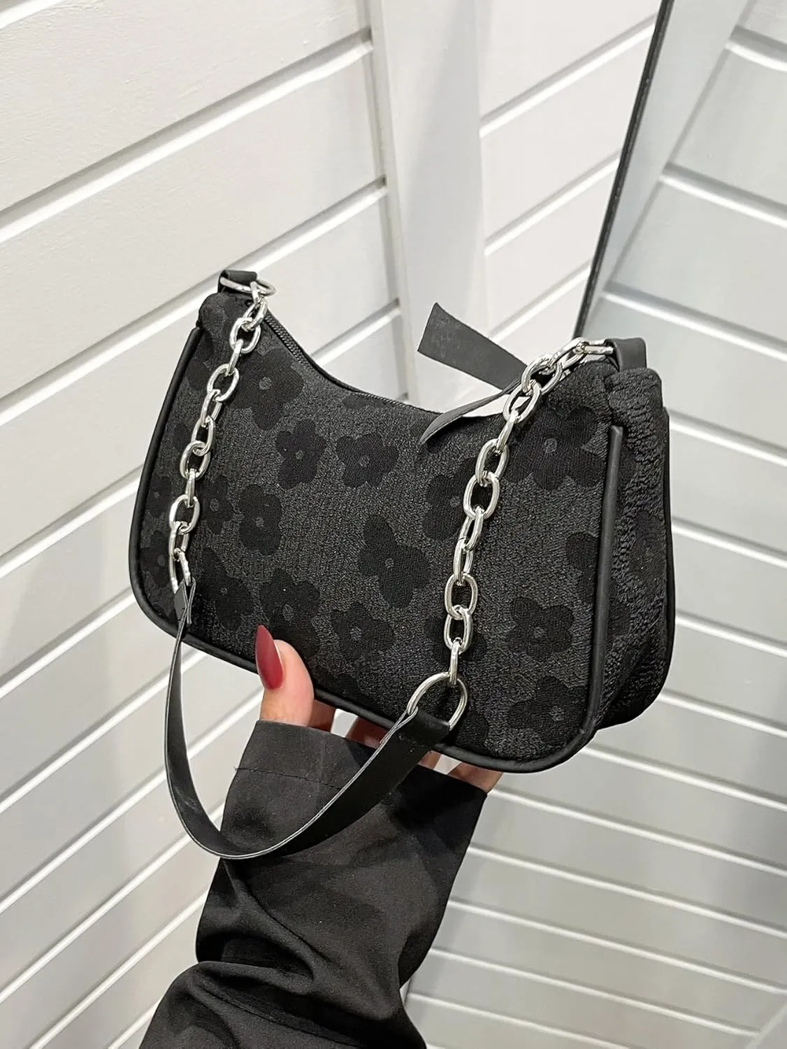 SweatyRocks Women's Floral Pattern Chain Strap Shoulder Bags Casual Hobo Hand Bag Clutch Purse