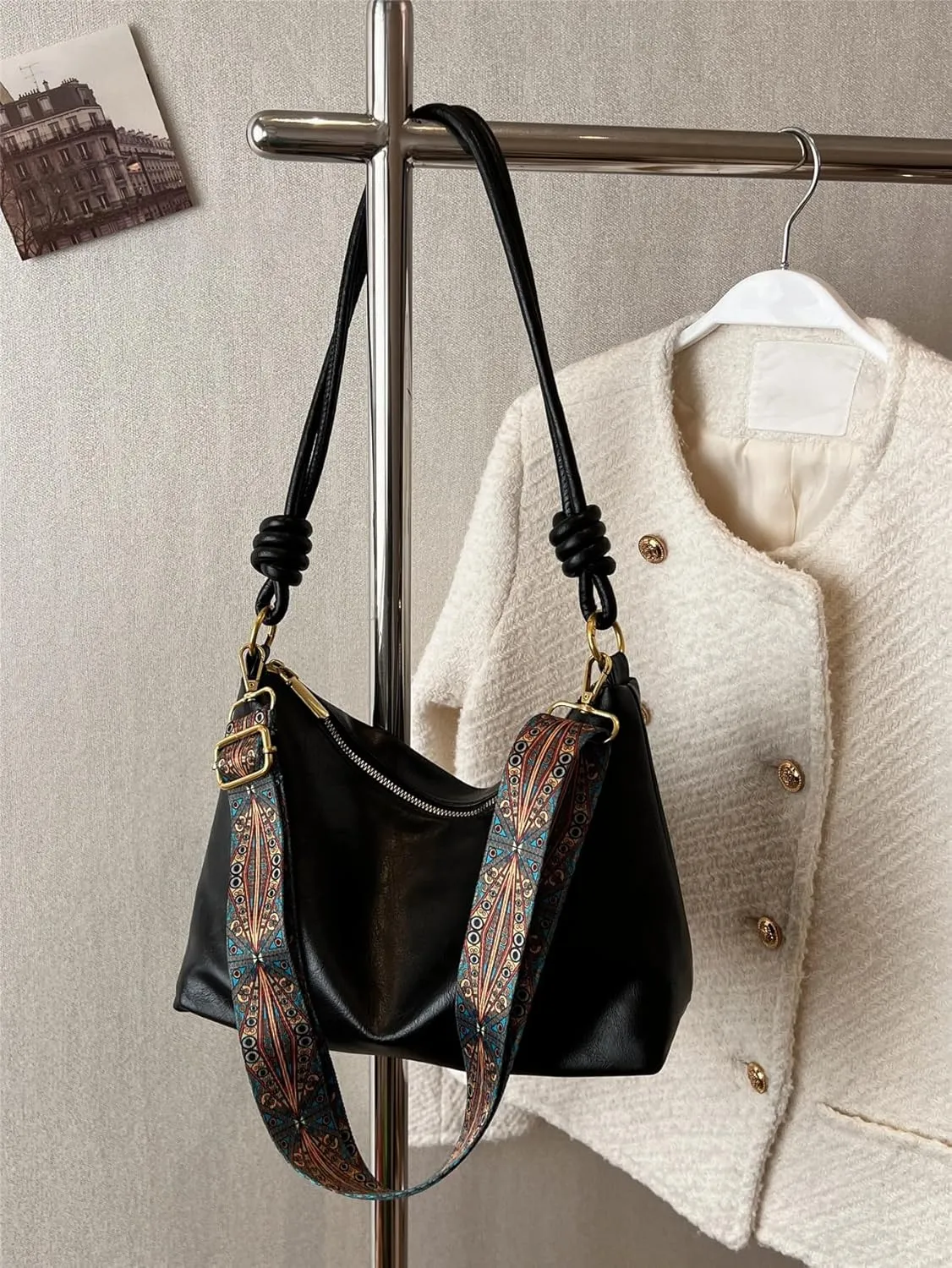 SweatyRocks Women's Minimalist Pu Leather Shoulder Handbag Medium Top Handle Hobo Bag with Zipper