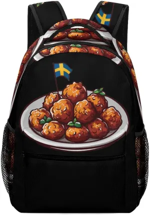 Swedish Meatballs Sweden Backpack Lightweight Laptop Backpack Casual Bag Travel Daypack for Women Men