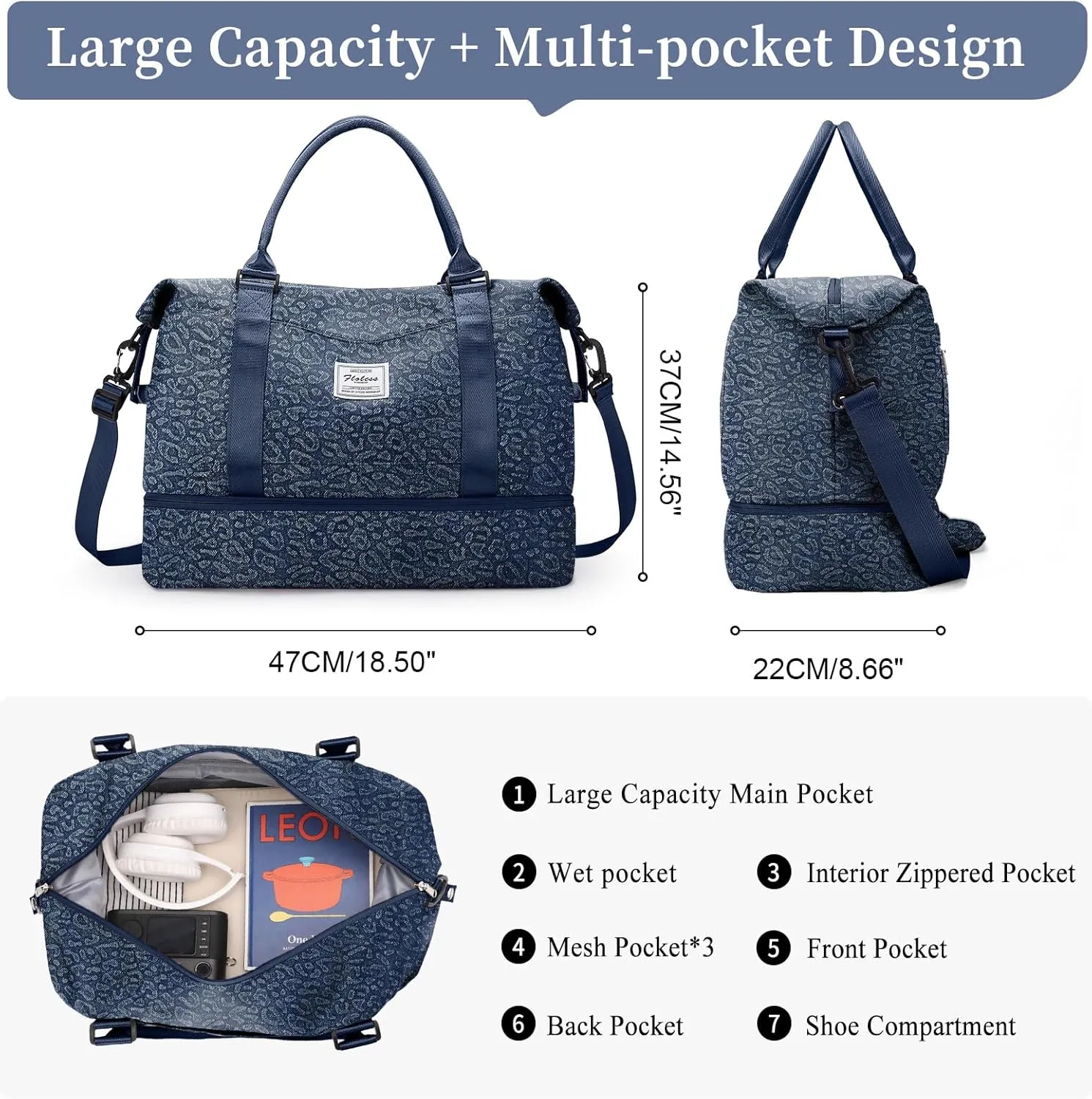 SYCNB Weekender Bags for Women,Personal Item Travel Bag with Shoes Compartment,Overnight Travel Duffel Bag,Gym Bag