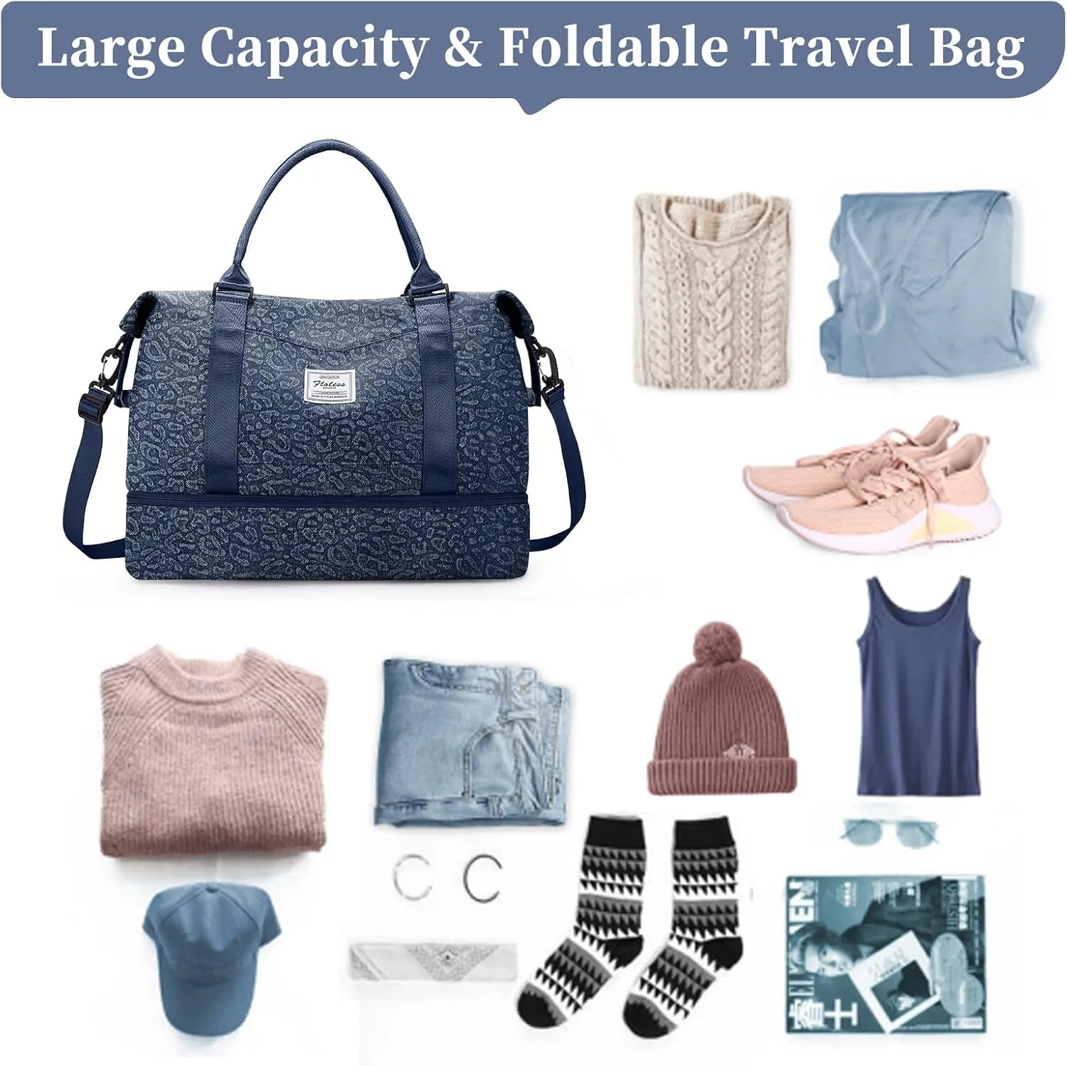 SYCNB Weekender Bags for Women,Personal Item Travel Bag with Shoes Compartment,Overnight Travel Duffel Bag,Gym Bag