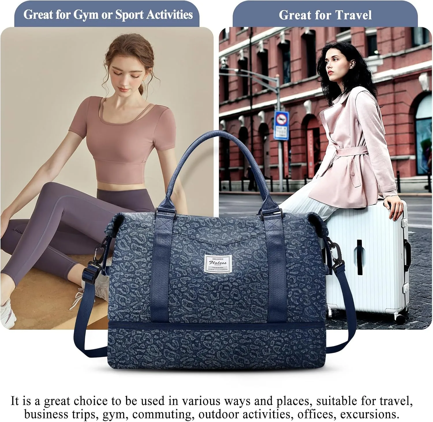 SYCNB Weekender Bags for Women,Personal Item Travel Bag with Shoes Compartment,Overnight Travel Duffel Bag,Gym Bag