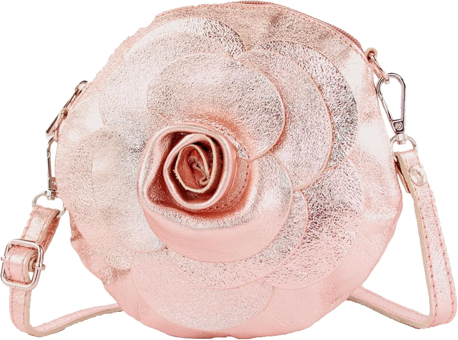 T225 - Leather Shoulder Bag, Floral Pattern, Small Size