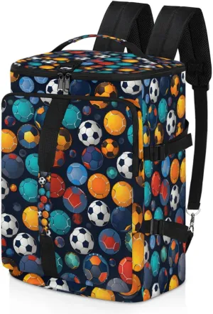 Tactical Sports Duffle Bag for Travel Waterproof Gym Bag with Shoe Compartment 48L Carry On Luggage for Men & Women 3-in-1 Durable Travel Luggage Colorful Soccer Ball
