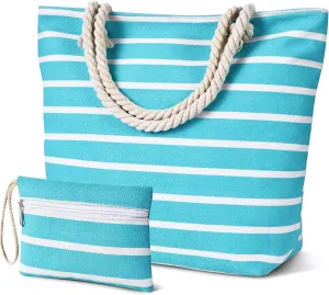 Tavaleu Beach Bags for Women - Large Beach Bag with Zipper Waterproof Sandproof, Swim Pool Tote Bag Vacation