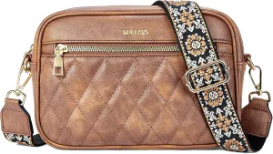 Telena Crossbody bags for Women Trendy Quilted Crossbody Bag Faux Leather Purse with Wide Strap