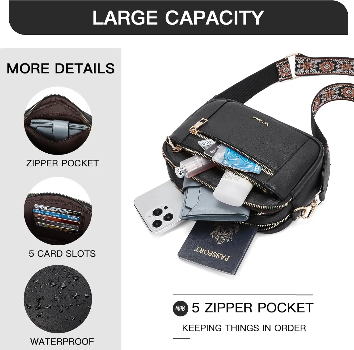Telena Crossbody Purse for Women Small Crossbody Bags Trendy Vegan Leather with Adjustable Shoulder Strap
