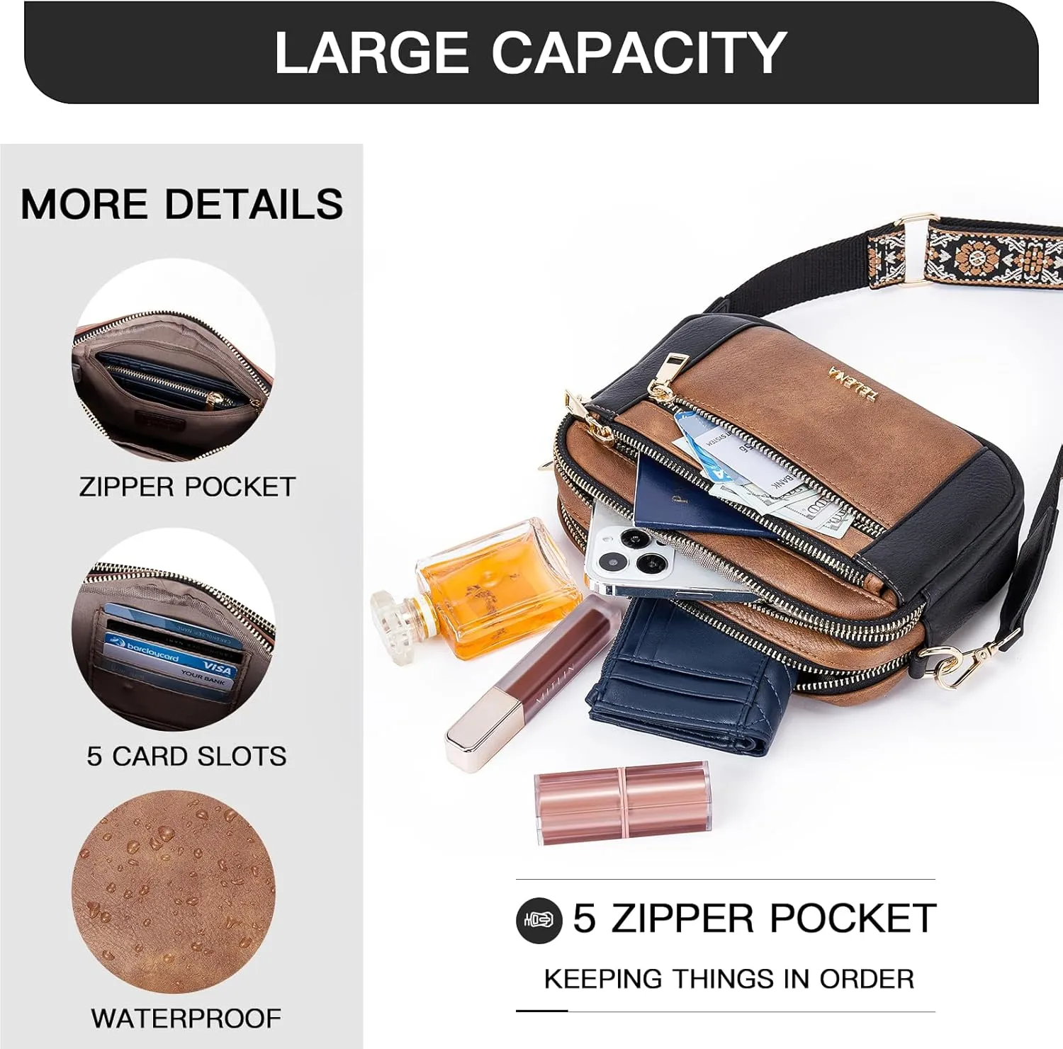 Telena Crossbody Purse for Women Small Crossbody Bags Trendy Vegan Leather with Adjustable Shoulder Strap