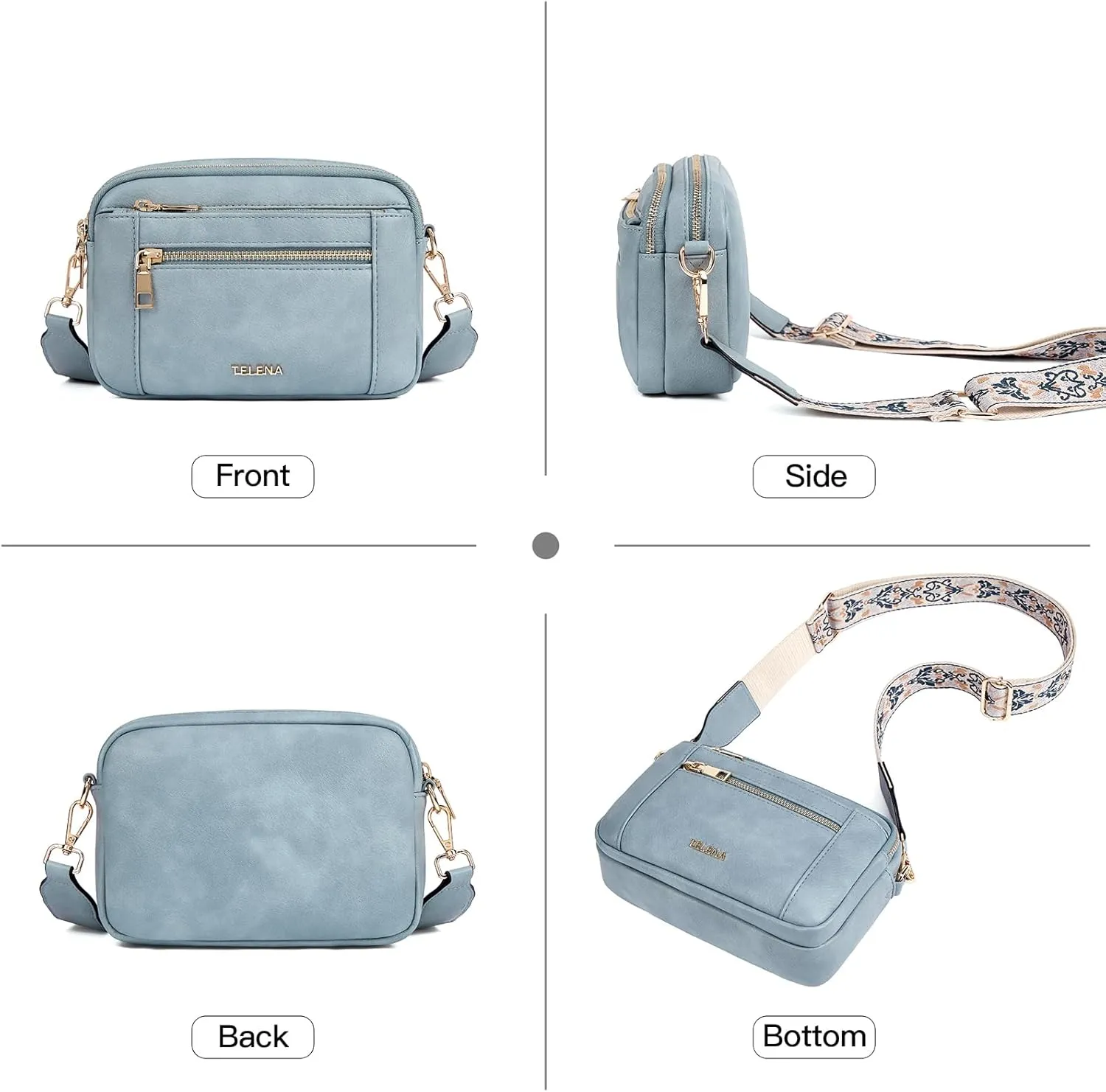 Telena Crossbody Purse for Women Small Crossbody Bags Trendy Vegan Leather with Adjustable Shoulder Strap