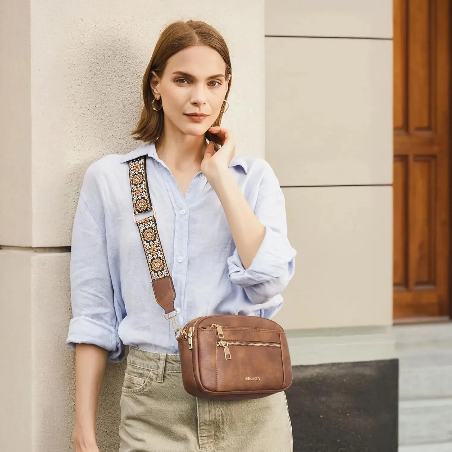 Telena Crossbody Purse for Women Small Crossbody Bags Trendy Vegan Leather with Adjustable Shoulder Strap