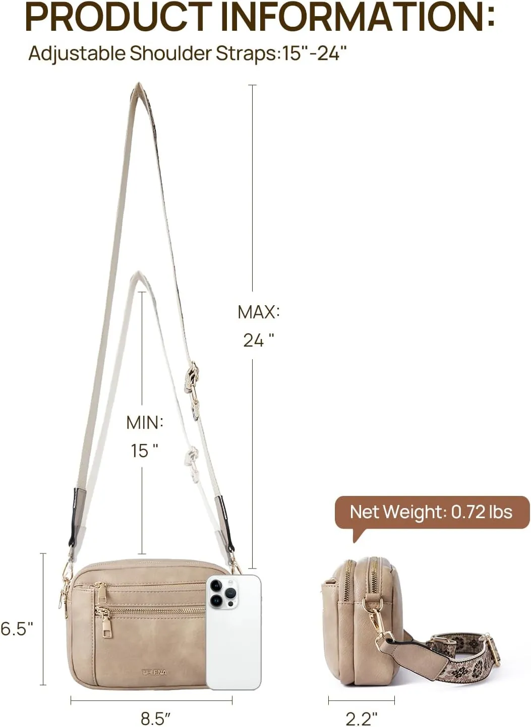 Telena Crossbody Purse for Women Small Crossbody Bags Trendy Vegan Leather with Adjustable Shoulder Strap