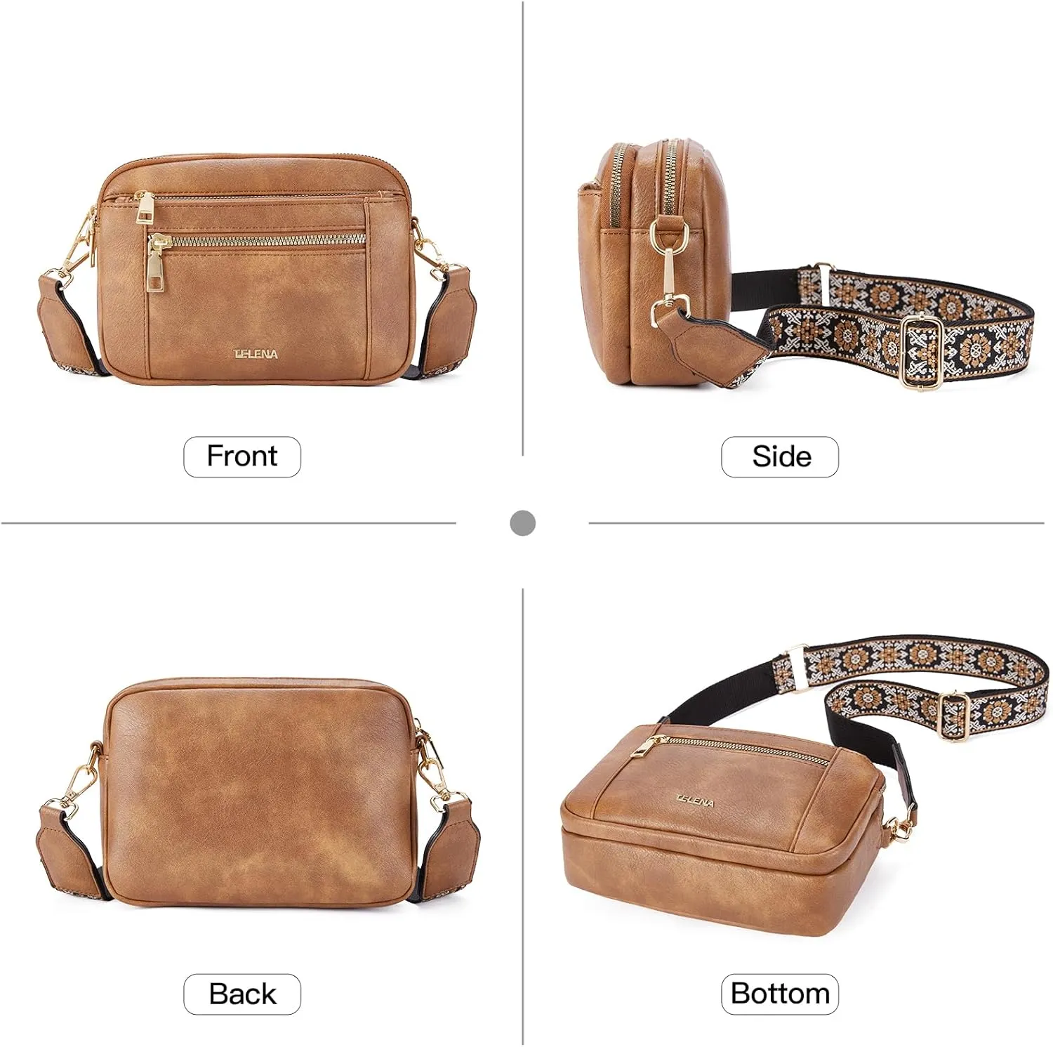 Telena Crossbody Purse for Women Small Crossbody Bags Trendy Vegan Leather with Adjustable Shoulder Strap
