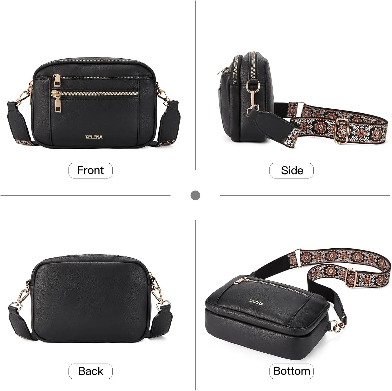 Telena Crossbody Purse for Women Small Crossbody Bags Trendy Vegan Leather with Adjustable Shoulder Strap