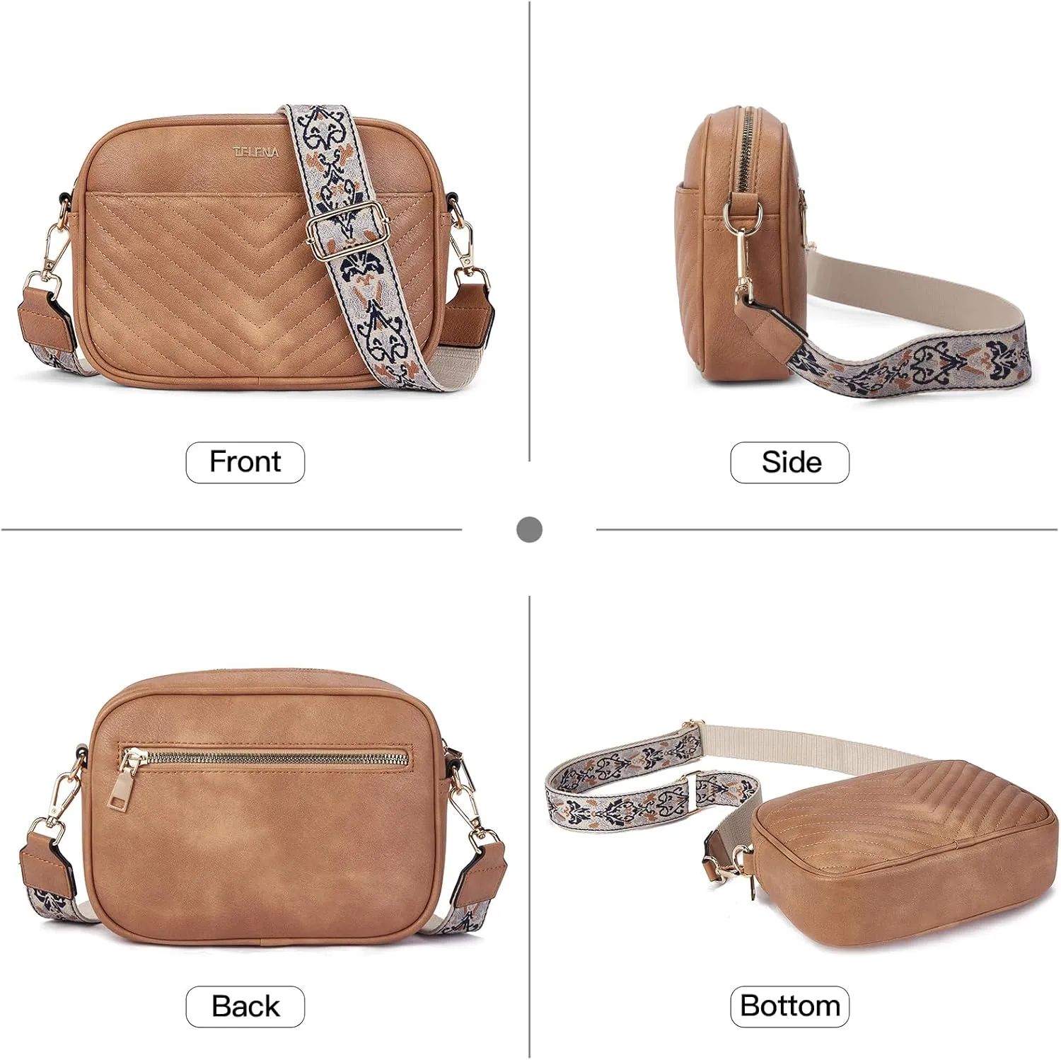 Telena Crossbody Purse for Women Small Crossbody Bags Trendy Vegan Leather with Adjustable Shoulder Strap