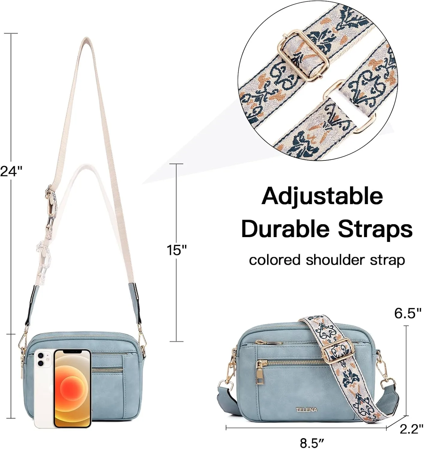 Telena Crossbody Purse for Women Small Crossbody Bags Trendy Vegan Leather with Adjustable Shoulder Strap