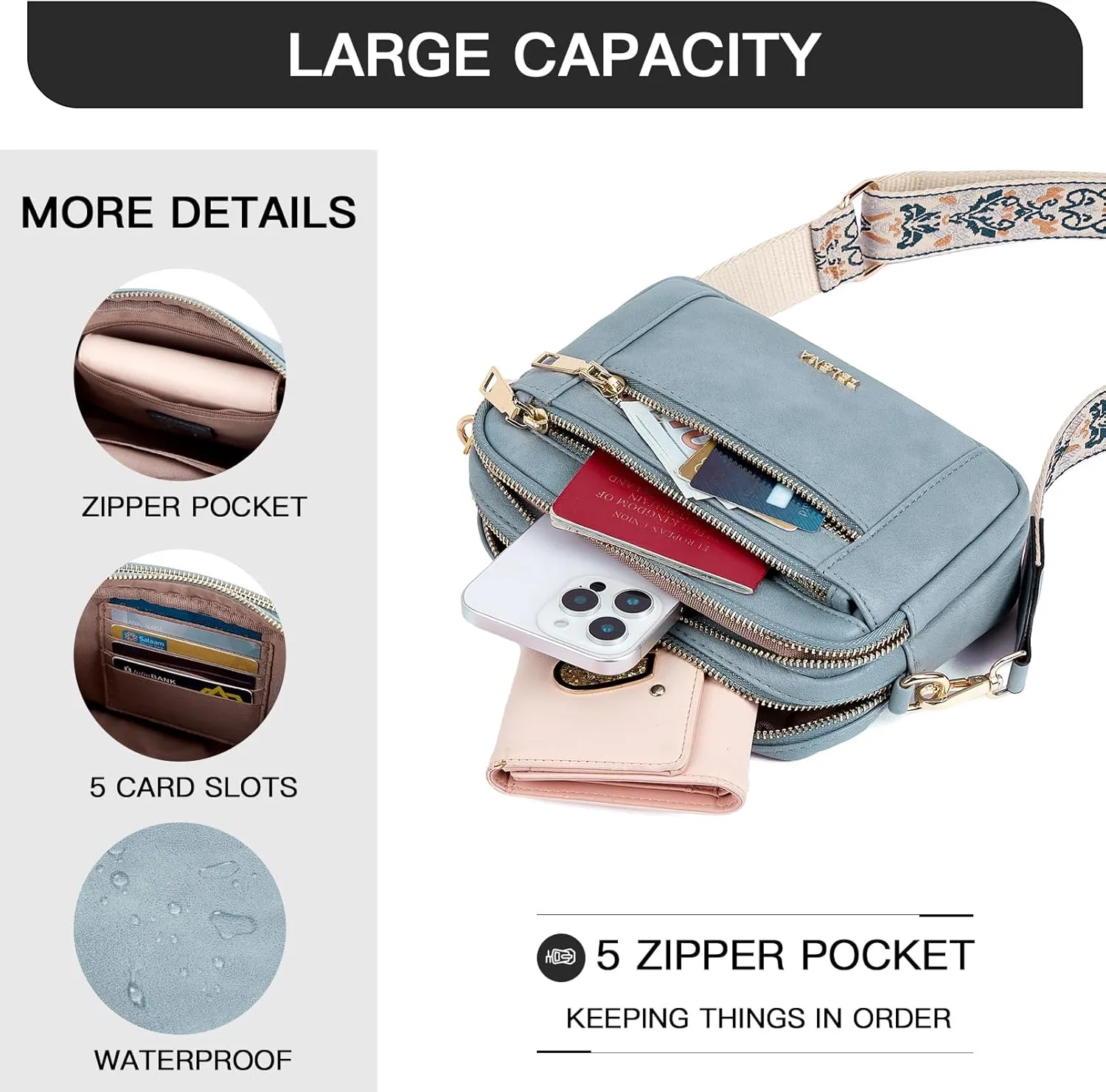Telena Crossbody Purse for Women Small Crossbody Bags Trendy Vegan Leather with Adjustable Shoulder Strap