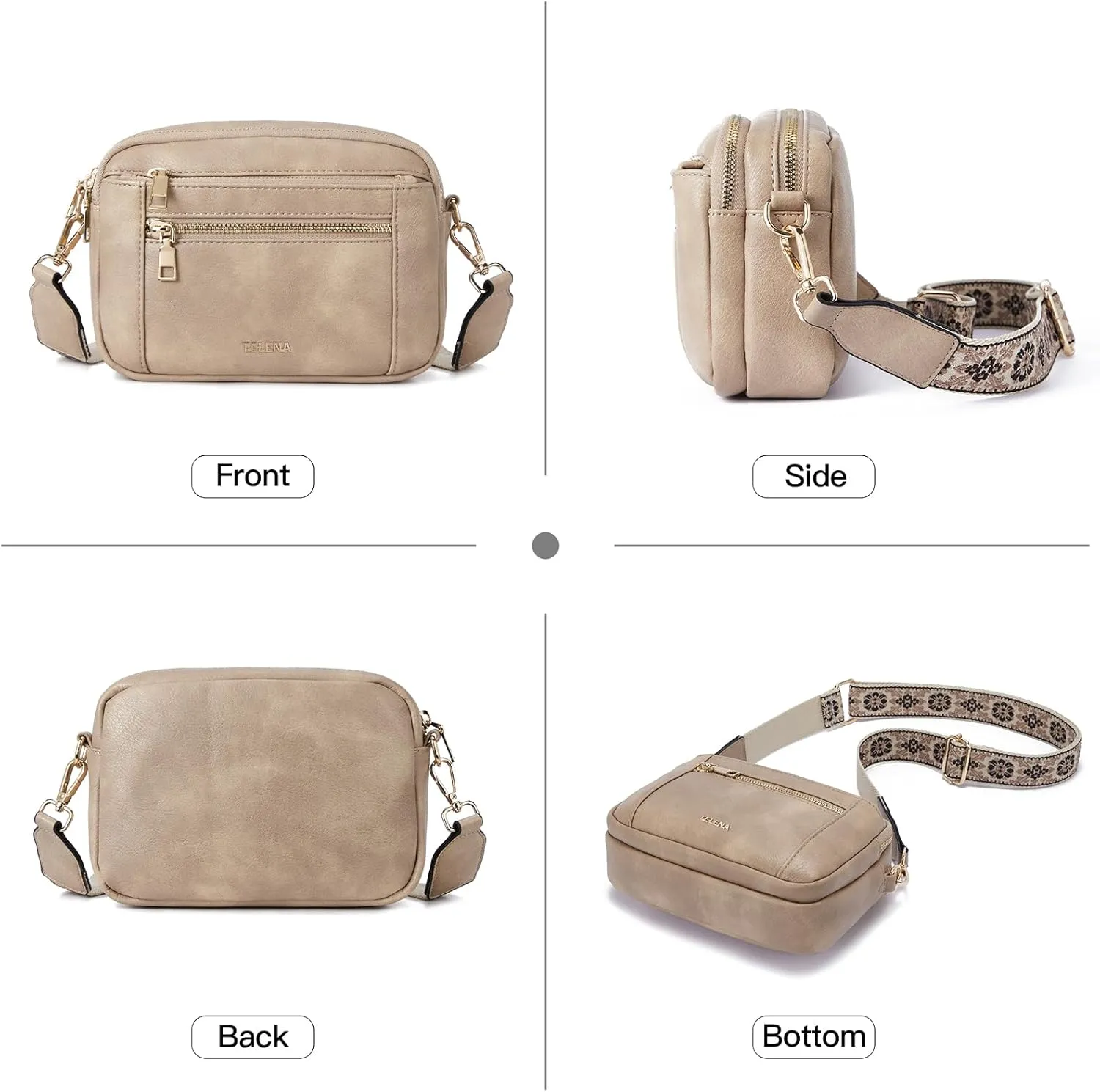 Telena Crossbody Purse for Women Small Crossbody Bags Trendy Vegan Leather with Adjustable Shoulder Strap