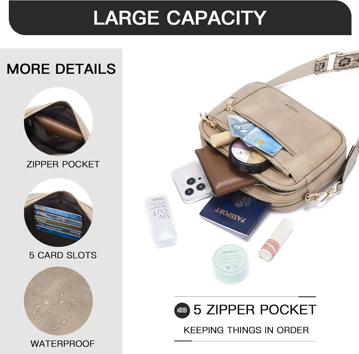Telena Crossbody Purse for Women Small Crossbody Bags Trendy Vegan Leather with Adjustable Shoulder Strap