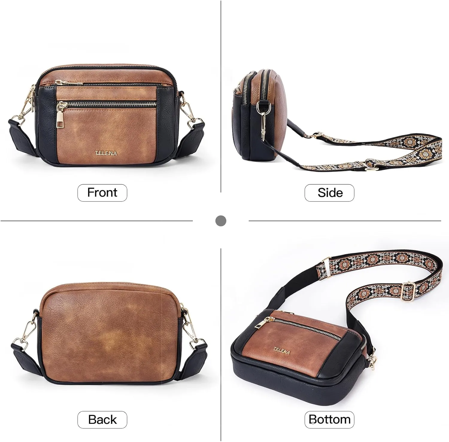 Telena Crossbody Purse for Women Small Crossbody Bags Trendy Vegan Leather with Adjustable Shoulder Strap