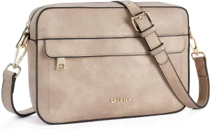 Telena Small Crossbody Bags for Women Leather Crossbody Camera Bag Shoulder Handbag with Adjustable Wide Strap