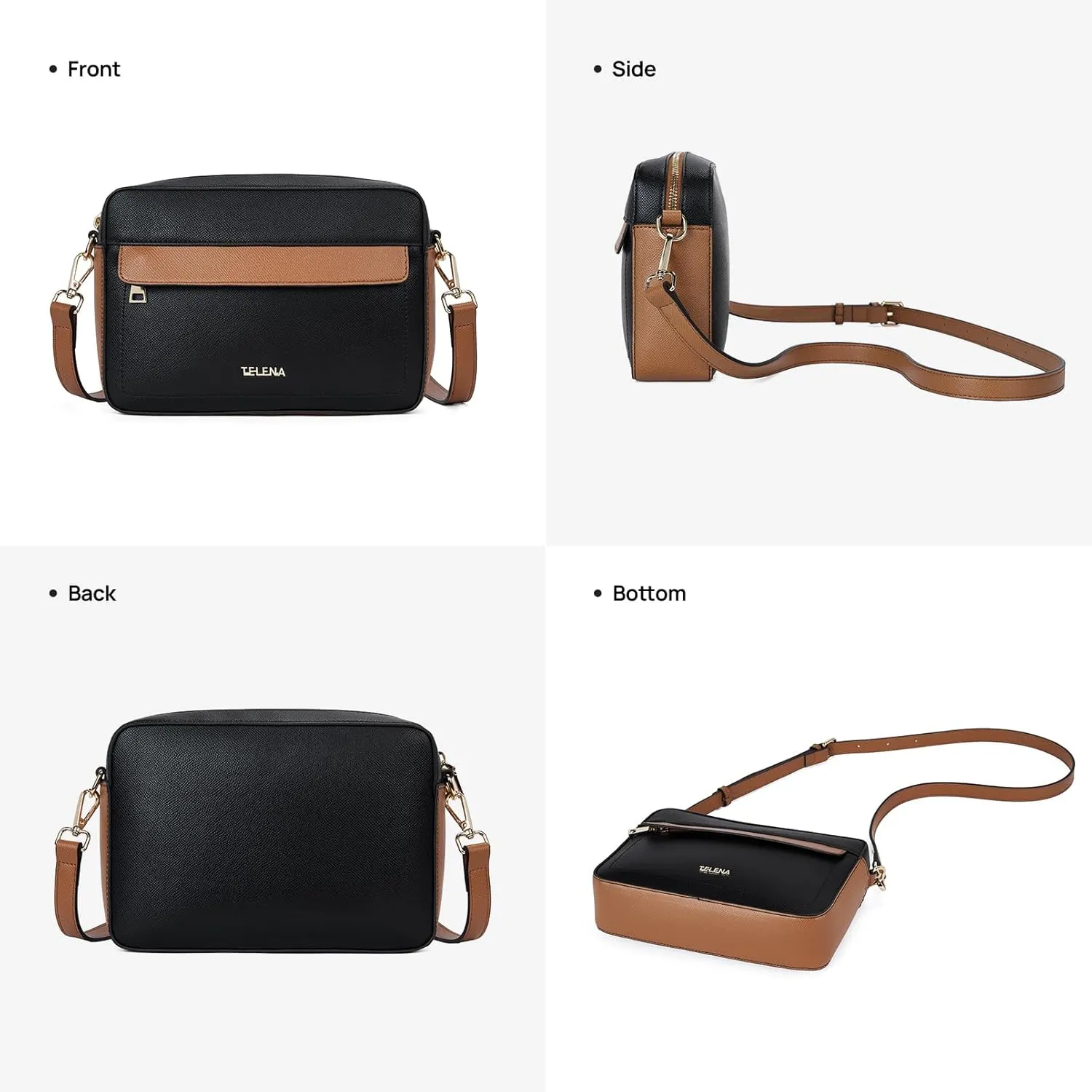 Telena Small Crossbody Bags for Women Leather Crossbody Camera Bag Shoulder Handbag with Adjustable Wide Strap
