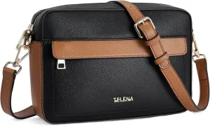 Telena Small Crossbody Bags for Women Leather Crossbody Camera Bag Shoulder Handbag with Adjustable Wide Strap