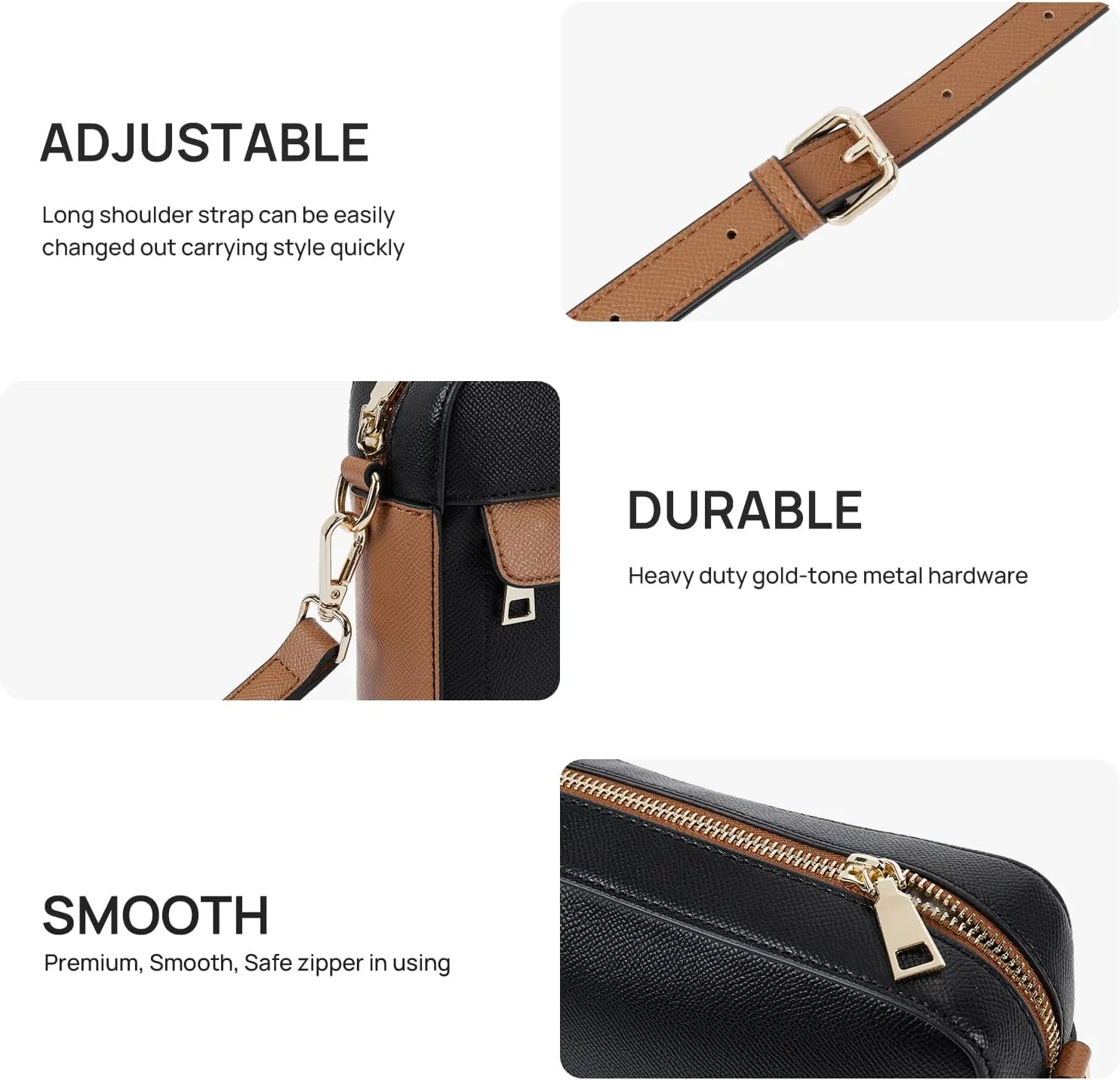 Telena Small Crossbody Bags for Women Leather Crossbody Camera Bag Shoulder Handbag with Adjustable Wide Strap