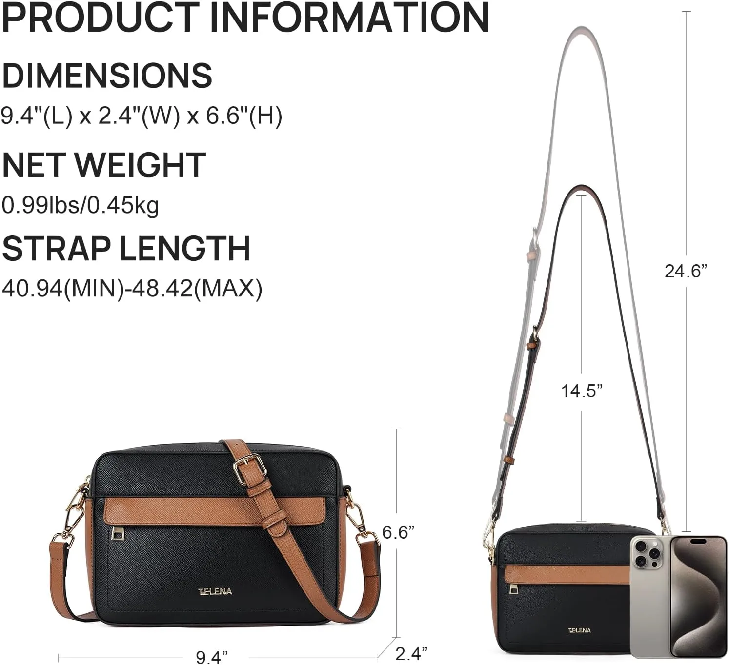 Telena Small Crossbody Bags for Women Leather Crossbody Camera Bag Shoulder Handbag with Adjustable Wide Strap