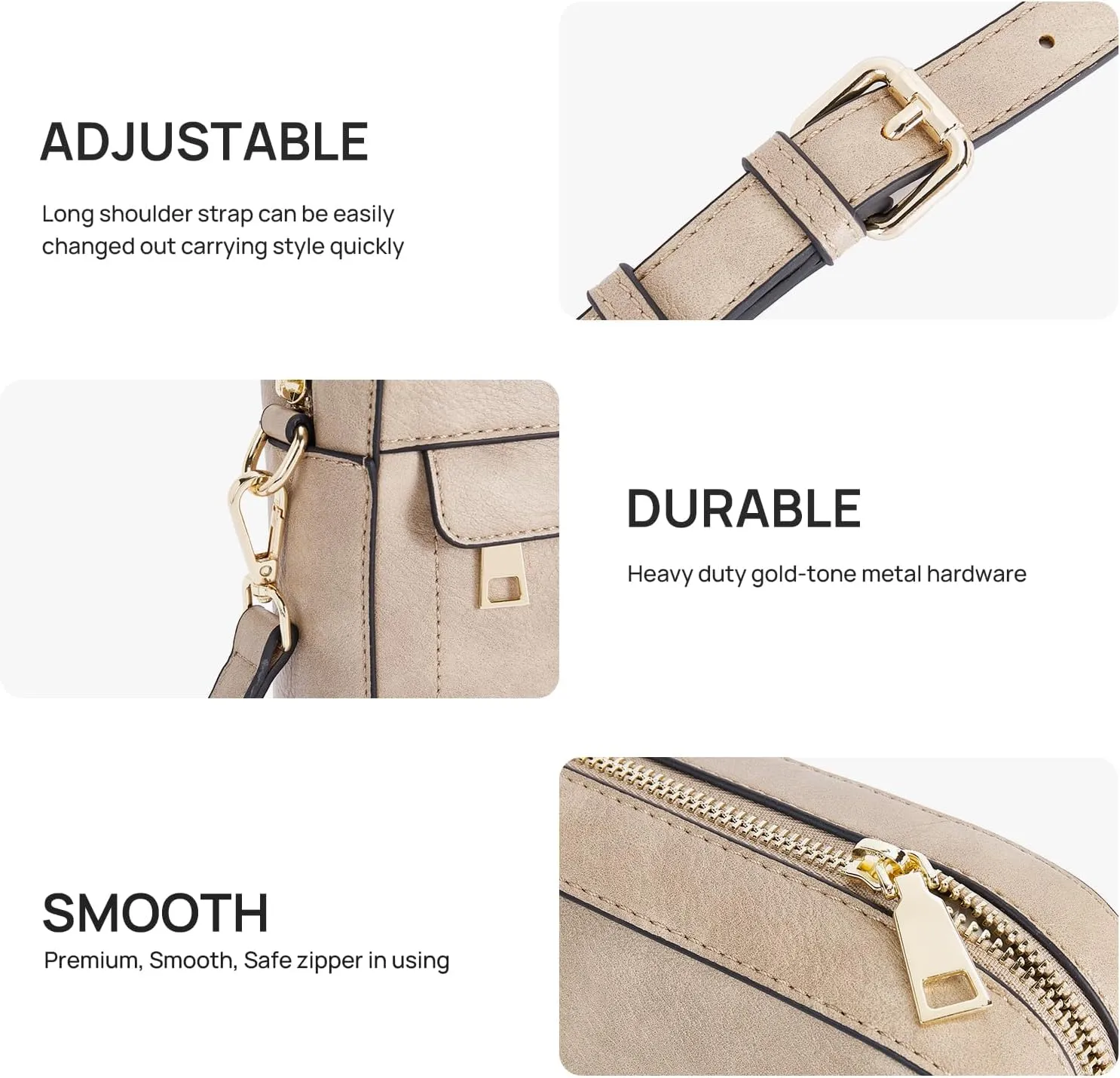 Telena Small Crossbody Bags for Women Leather Crossbody Camera Bag Shoulder Handbag with Adjustable Wide Strap
