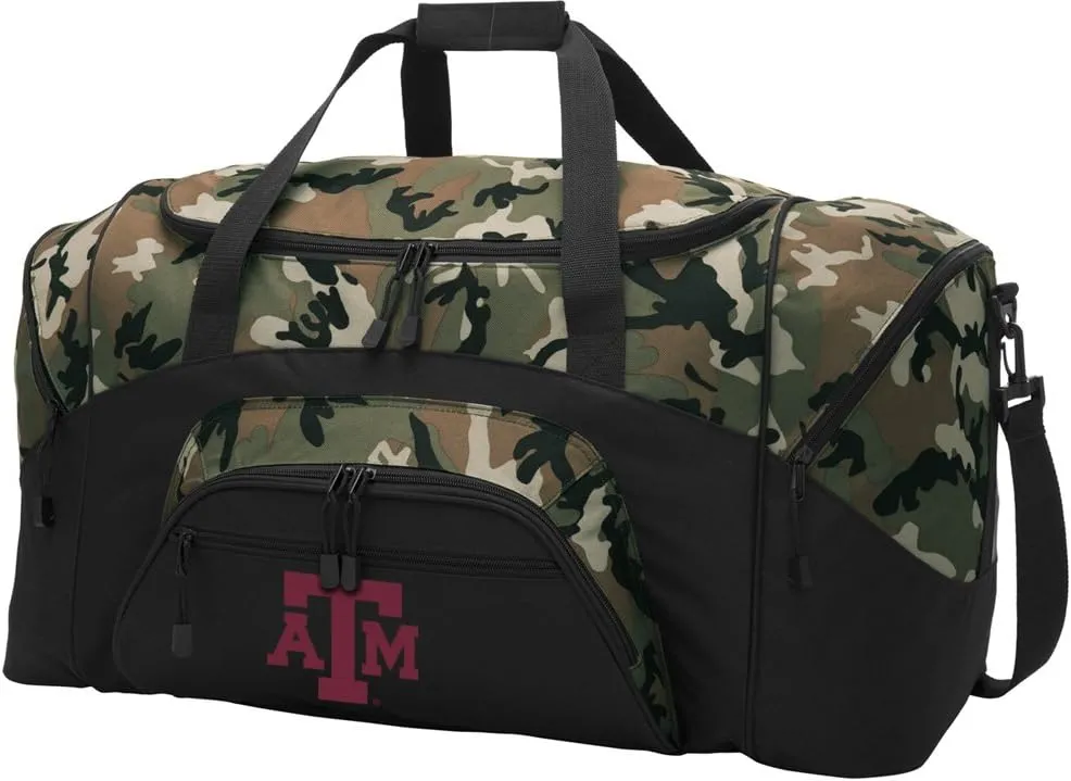 Texas A&M Duffel Bag Deluxe Texas A&M Suitcase or Sports Gear Bag (Camo)