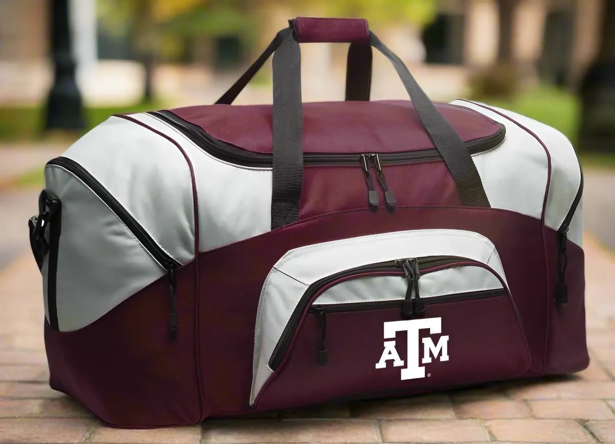 Texas A&M Duffel Bag Deluxe Texas A&M Suitcase or Sports Gear Bag (Maroon)