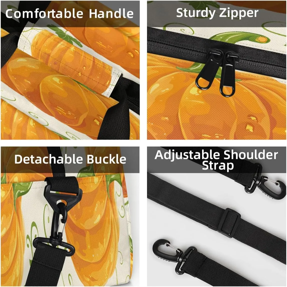 Thanksgiving and Fall Mini Gym Bag 18 inch for Women Men Waterproof Custom Autumn Pumpkin Travel Duffel Bag Carry On Overnight Tote Nurse Bag for Work Fitness Hiking