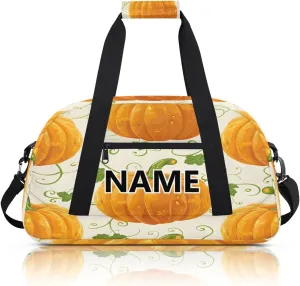 Thanksgiving and Fall Mini Gym Bag 18 inch for Women Men Waterproof Custom Autumn Pumpkin Travel Duffel Bag Carry On Overnight Tote Nurse Bag for Work Fitness Hiking