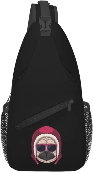 The Dog With The Fleece Hat Crossbody Bags For Women Men Chest Backpack Gym Shoulder Bag Travel Outdoor Sports Casual Crossbody Bags