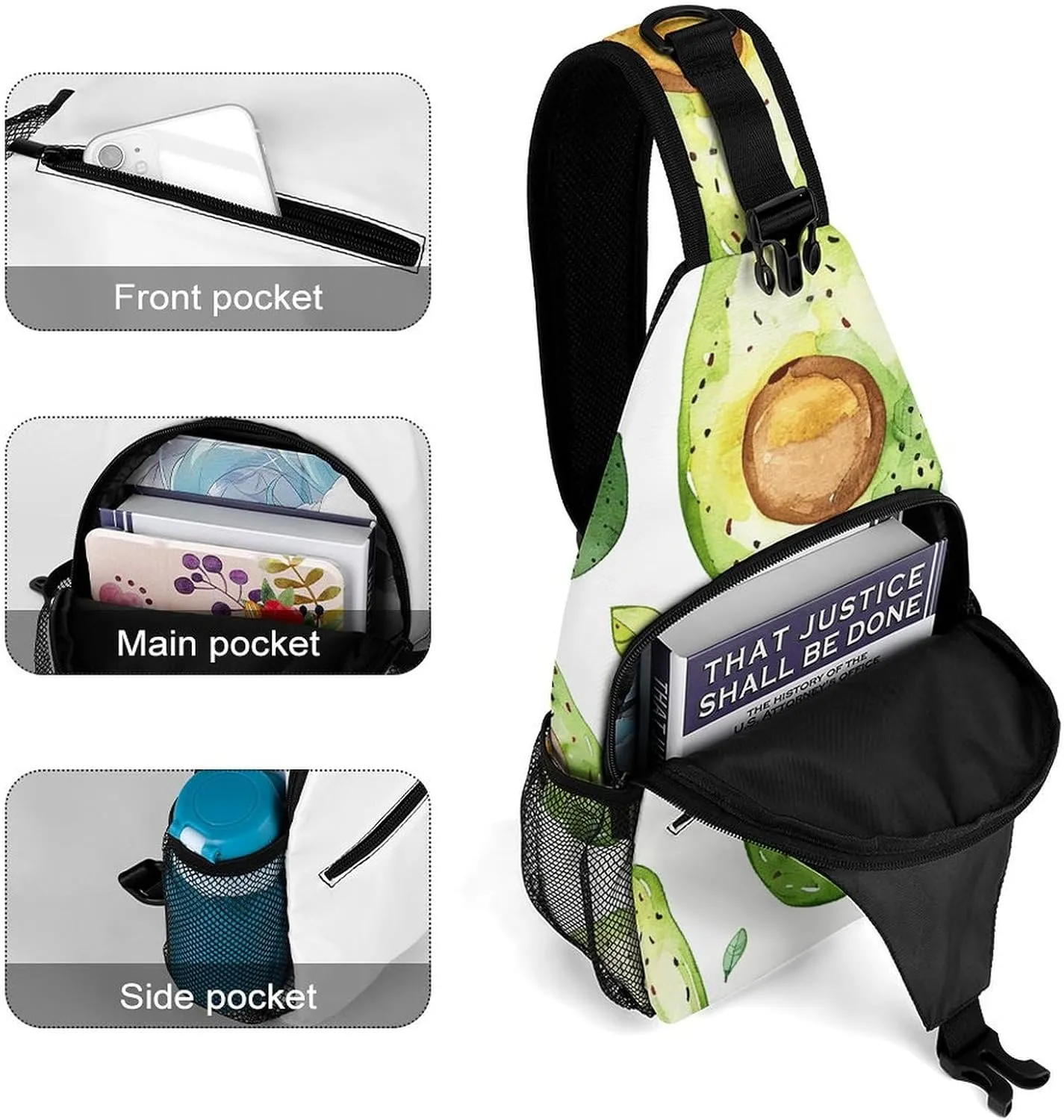 The Fish Are Swimming Around Sling Bag Lightweight Crossbody Chest Pack Travel Shoulder Bag with Adjustable Strap