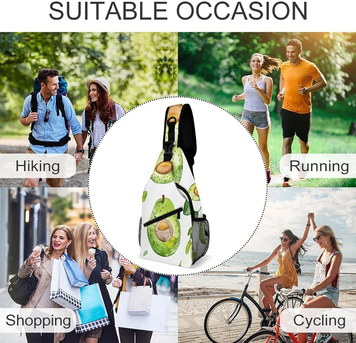 The Fish Are Swimming Around Sling Bag Lightweight Crossbody Chest Pack Travel Shoulder Bag with Adjustable Strap