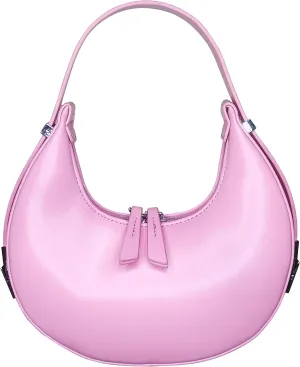The Women's Bag High-Grade Texture Fashion Temperament Niche One-Shoulder Armpit Hand-Held Crescent Bag Pink